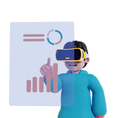 Garçon effectuant des analyses de données à l'aide de la technologie VR  3D Icon