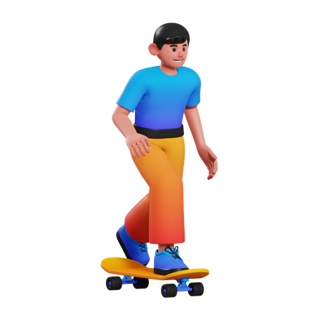 Garçon faisant du skateboard  3D Illustration