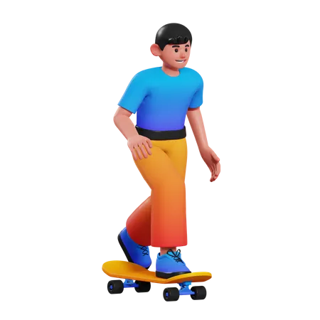 Garçon faisant du skateboard  3D Illustration