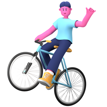 Garçon, faire du vélo  3D Illustration