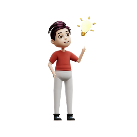 Garçon étudiant avec une idée  3D Icon
