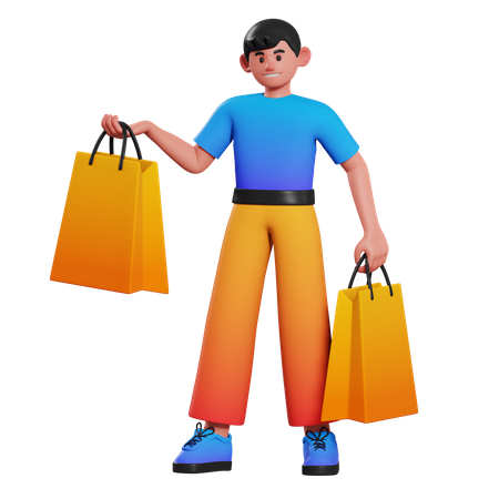 Garçon faisant du shopping  3D Illustration