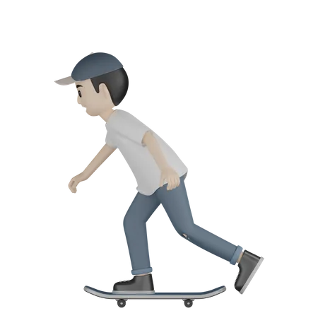 Garçon faisant du skateboard  3D Illustration