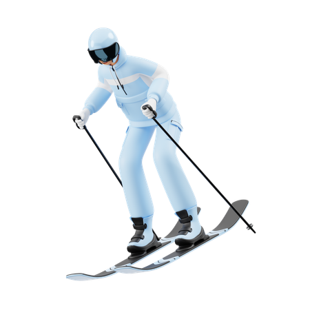 Garçon faisant du ski sur glace  3D Illustration