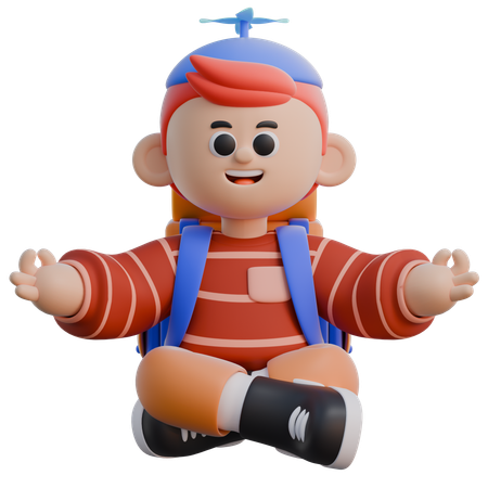 Garçon faisant du yoga méditatif 3D Icon