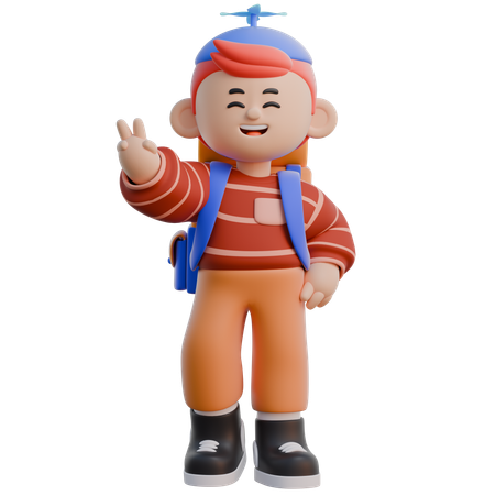 Garçon faisant la pose de la paix  3D Icon