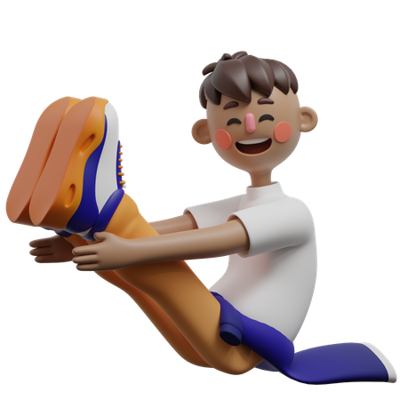 Garçon faisant la posture du bateau  3D Icon