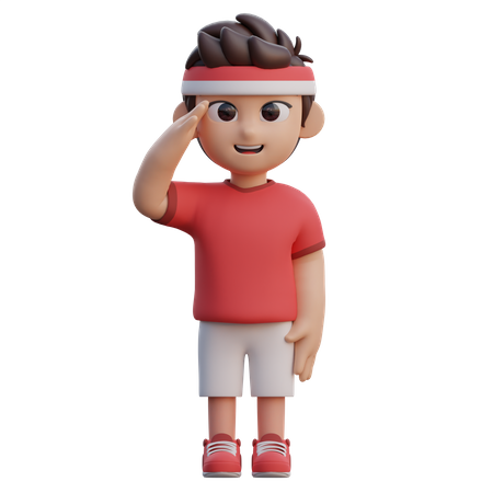 Garçon faisant un geste de salut  3D Icon