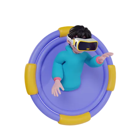 Garçon jouant à un jeu portant des lunettes VR  3D Illustration