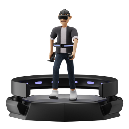Garçon jouant à un jeu sur une configuration VR  3D Icon