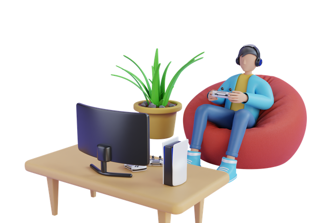 Garçon jouant à un jeu vidéo  3D Icon
