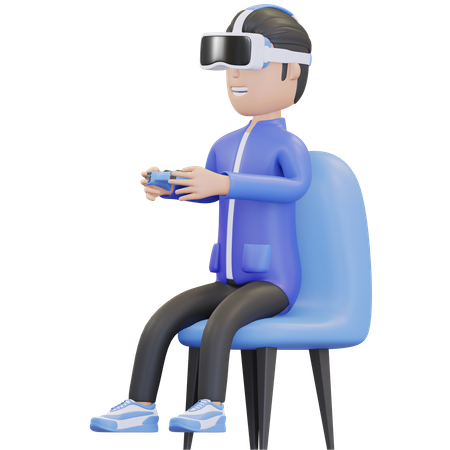 Garçon jouant à un jeu virtuel  3D Icon