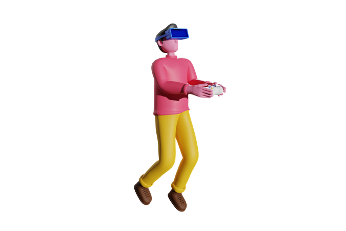 Garçon jouant à un jeu virtuel  3D Icon