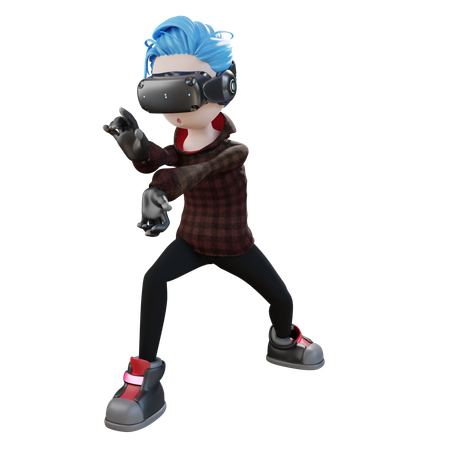 Garçon jouant à un jeu vr  3D Icon