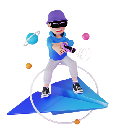 Garçon jouant à un jeu vr  3D Icon