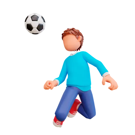 Garçon jouant au football  3D Illustration