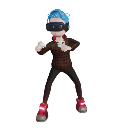 Garçon jouant au jeu de combat VR  3D Icon