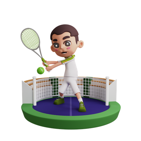 Garçon jouant au tennis  3D Illustration