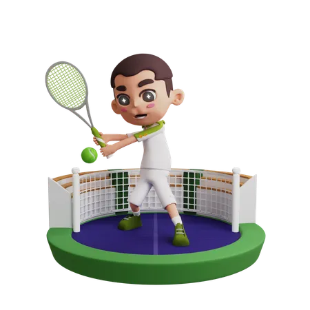 Garçon jouant au tennis  3D Illustration