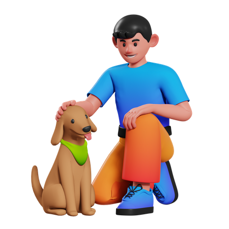 Garçon jouant avec un chien  3D Icon