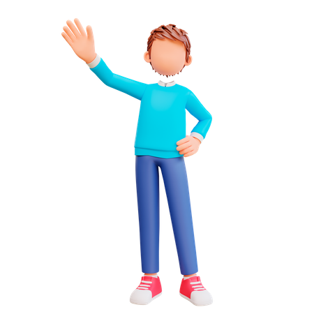 Joli garçon agitant la main  3D Illustration