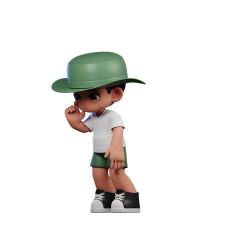 Joli garçon donnant une pose triste debout  3D Illustration