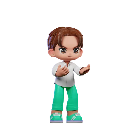 Joli garçon donnant une pose en colère  3D Illustration