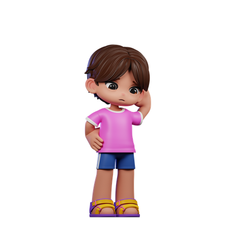 Joli garçon donnant une pose d'inquiétude  3D Icon