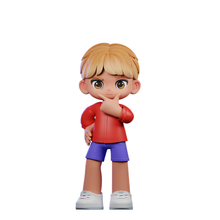 Garçon mignon faisant curieux  3D Icon