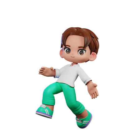 Joli garçon faisant une pose de saut  3D Illustration