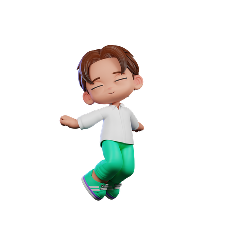 Garçon mignon, heureux, sauter dans les airs  3D Illustration