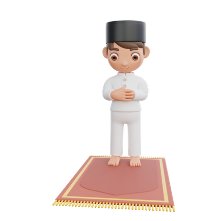 Garçon musulman faisant la prière namaaz  3D Illustration