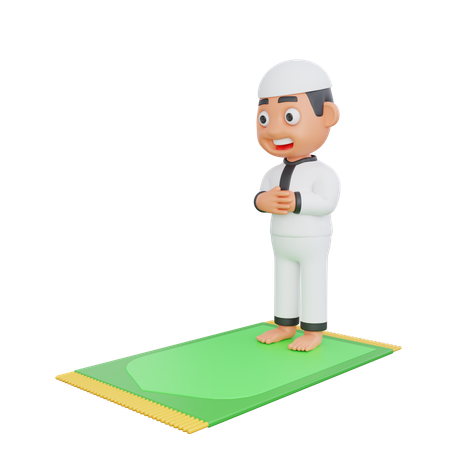 Garçon musulman faisant la prière namaaz  3D Illustration