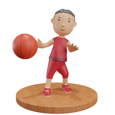 Garçon passant le basket  3D Illustration