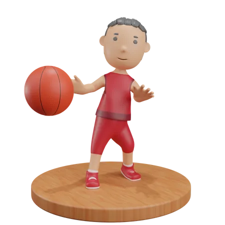 Garçon passant le basket  3D Illustration