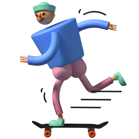 Garçon patinant sur une planche à roulettes  3D Emoji