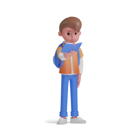 Apprentissage du personnage de garçon  3D Illustration