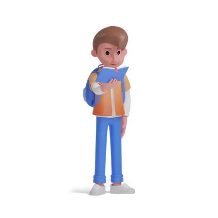 Apprentissage du personnage de garçon  3D Illustration