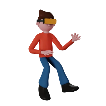 Garçon portant un casque vr  3D Illustration