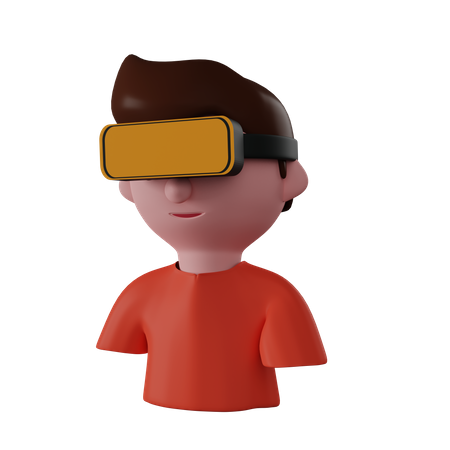 Garçon portant un casque vr  3D Illustration