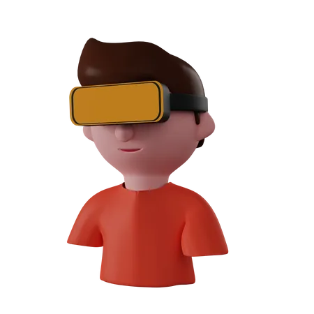 Garçon portant un casque vr  3D Illustration