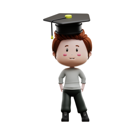 Garçon portant un chapeau de graduation  3D Illustration