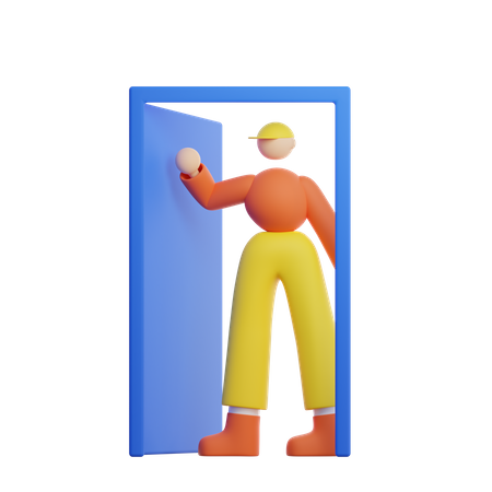 Garçon porte ouverte  3D Illustration