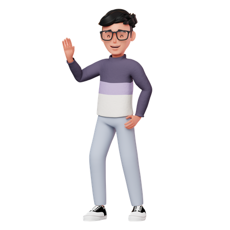 Garçon qui dit bonjour  3D Icon