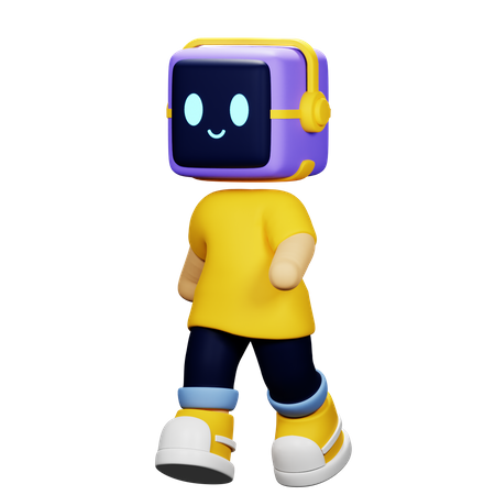 Garçon, robot, marche  3D Icon