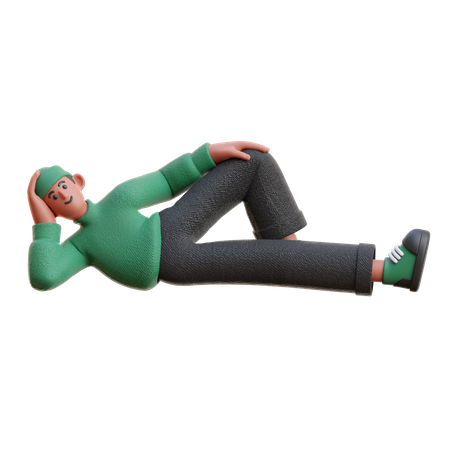 Garçon se relaxant en étant allongé  3D Illustration