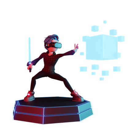Garçon tenant l'épée VR  3D Icon