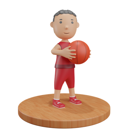 Garçon tenant un ballon de basket  3D Icon