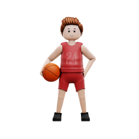 Garçon tenant un ballon de basket  3D Icon