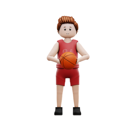 Garçon tenant un ballon de basket  3D Icon